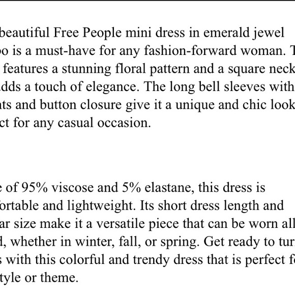 Free People Emerald Green Combo Mini Dress Square Neck SZ M MSRP: $108 - Picture 9 of 9